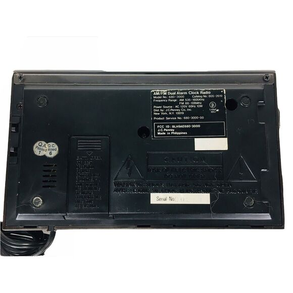 Vintage 70s JCPenney's AM/FM Alarm Clock Radio Model 680-3000 Electric/Battery - Picture 3 of 5